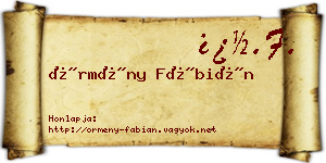Örmény Fábián névjegykártya